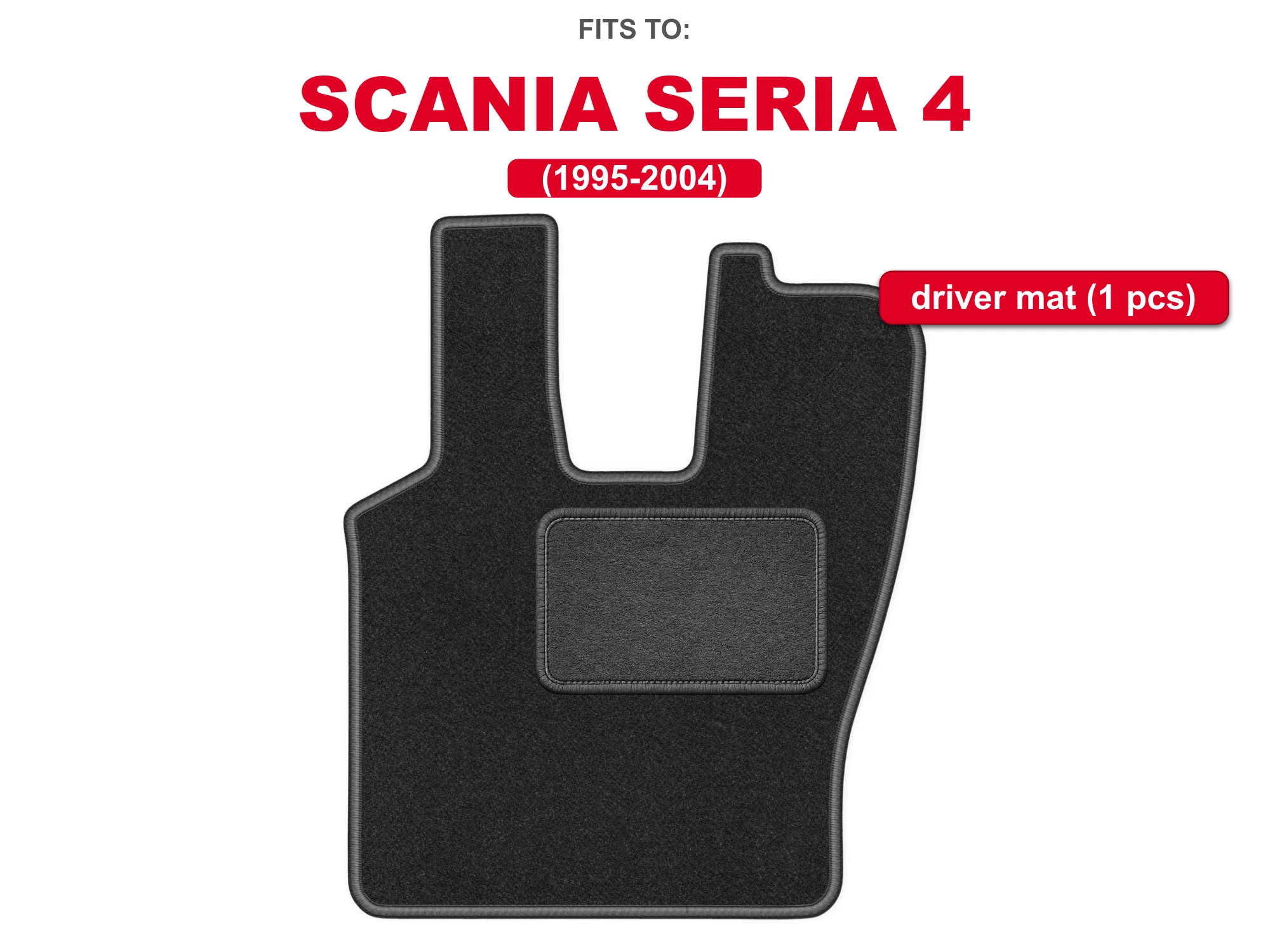 Grafietkleurig velours bestuurderskleed voor: Scania 4 Serie 1995-2004 vrachtwagen