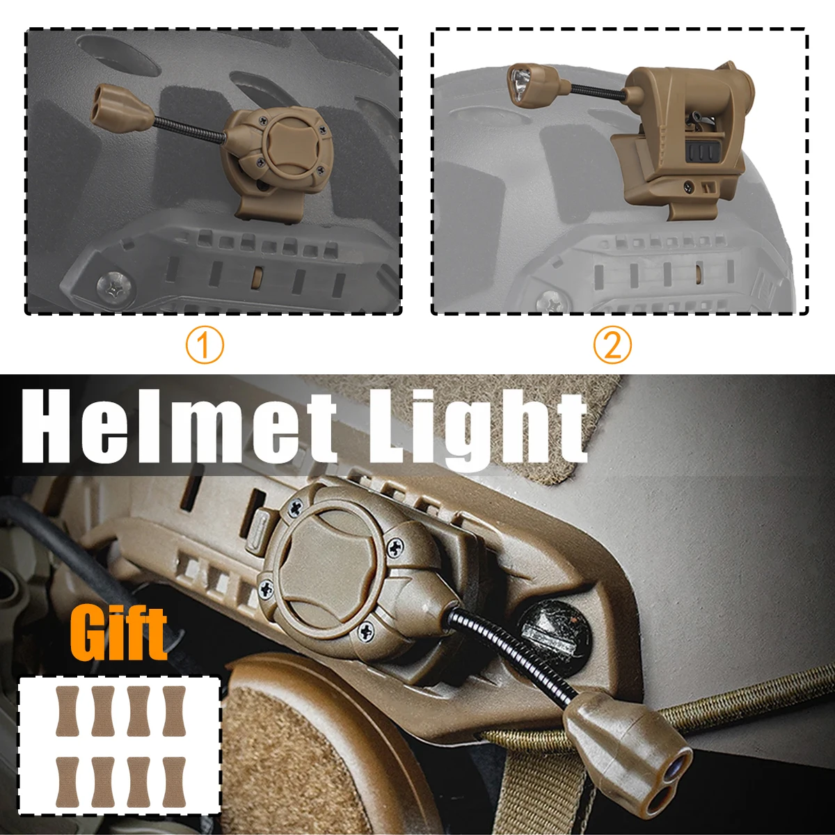 Tactical Helmet Light MPLS Night Lighting 3-Mode LED Flashlight Outdoor Night Specialized For Hunting Cyclig Fishing Helmet Lamp
