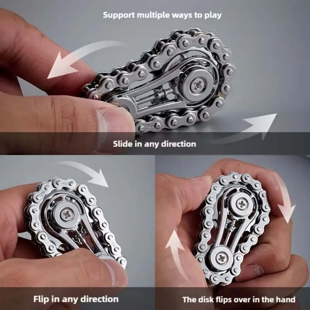 EDC Spinner piñón Fidget Spinner cadena de bicicleta de Metal alivio del estrés volante dedo Gyro duradero novedad cadenas Fidget Spinner