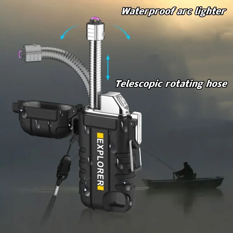 

Waterproof Double Arc Lighter USB Rechargeable Windproof Plasma Lighter Outdoor Camping Flameless Smoking Accessories