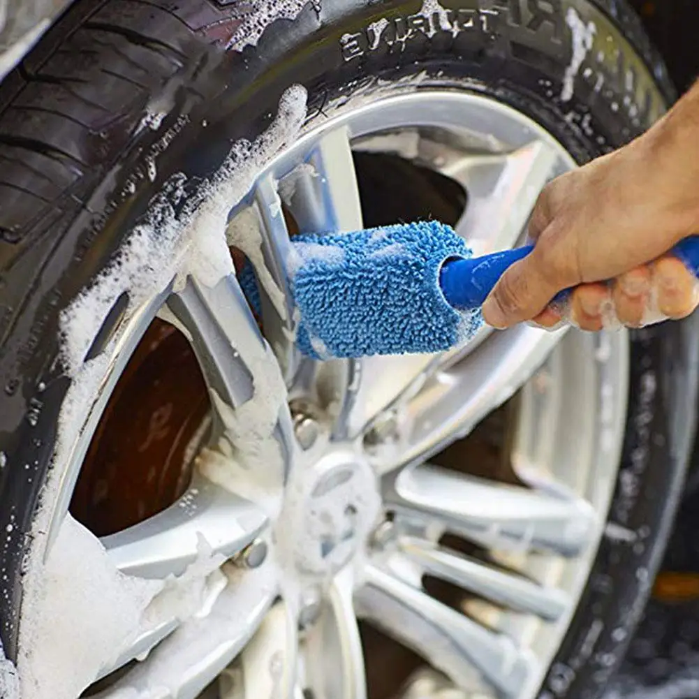 Brosse de roue de voiture en microcarence à long manche, lavage de voiture, gril d'opathie, camion de lavage à domicile, outil de queue de over, vélo, moto, A4N1