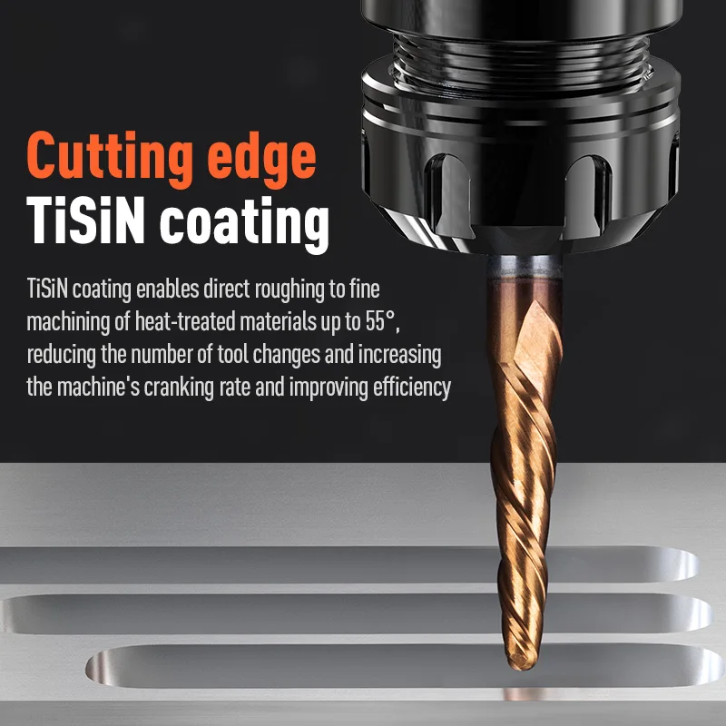 Imagem -02 - Huhao-carboneto Bola Nariz Router Bit Cnc Tapered End Mills Flautas Hrc55 Fresas Endmill Madeira Metal Ferramenta de Gravura