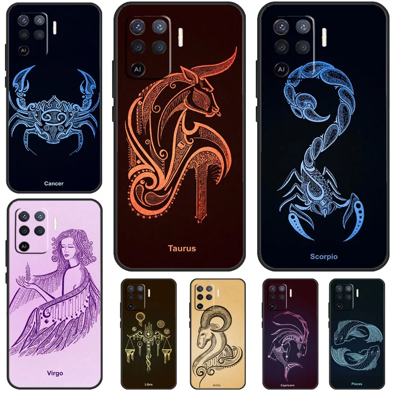 Zodiac Sign For OPPO A58 A78 A98 A17 A57 A77 A16 A76 A96 A74 A94 A5 A9 A15 A52 A72 A93 A53 A54S Case