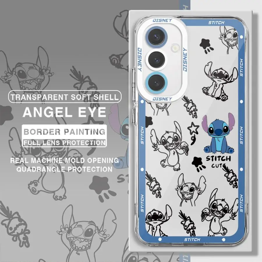 Disney Funny Stitch Cute Phone Case for Samsung Galaxy A35 A55A53 A54 A73 A34 A33 A25 A24 A13 A14 A15 5G Clear Soft Shell