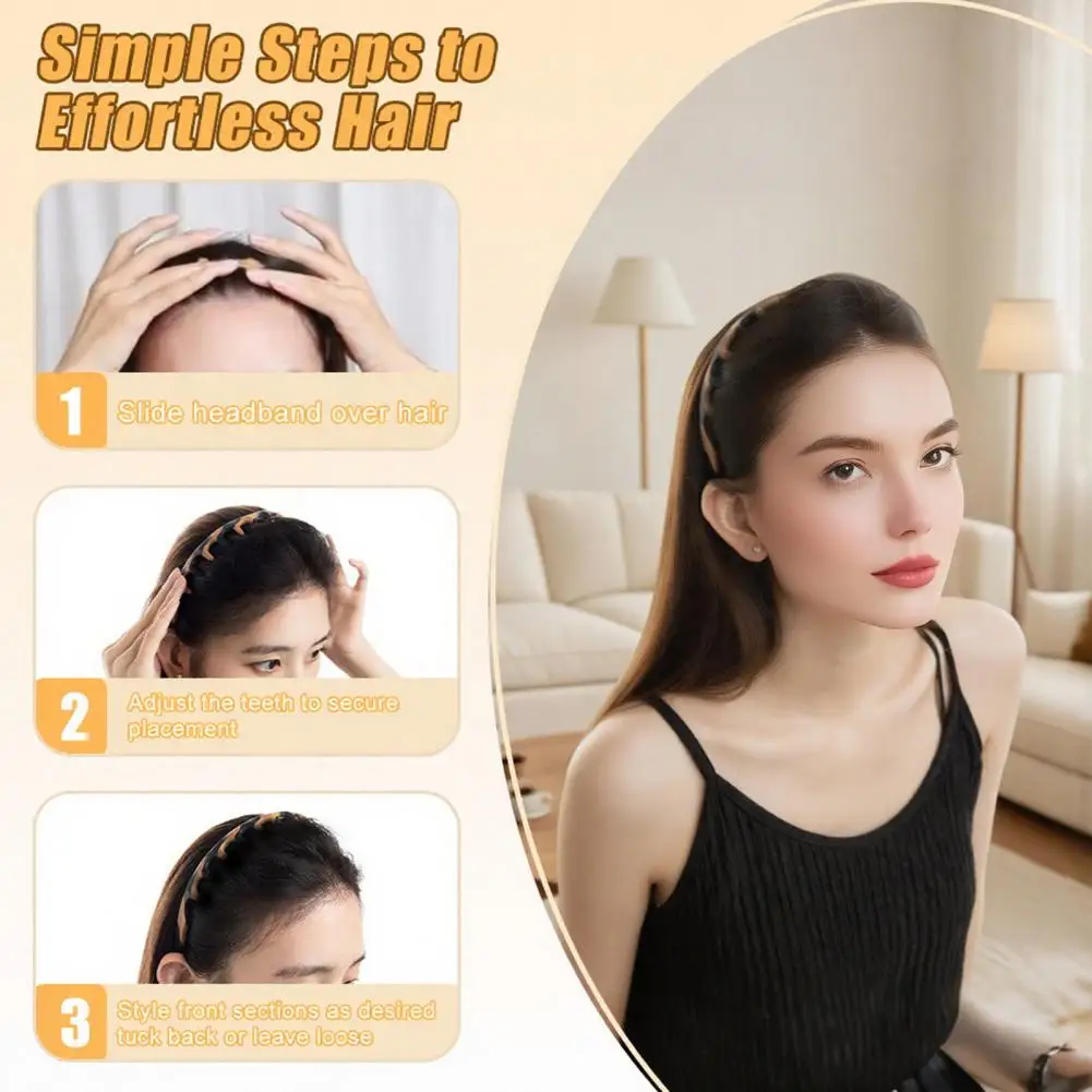

U-shaped Hair Comb Silicone U Shape Hair Hoop with Teeth Adjustable Anti-slip Hairband Comb Versatile Non-slip Korean for Women