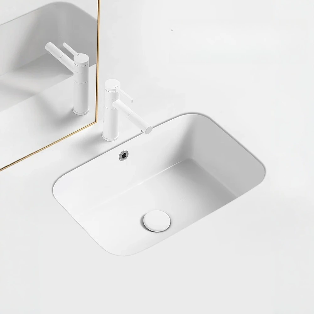 Deepened flat bottom under the table basin embedded, wash basin single basin ceramic square face pool