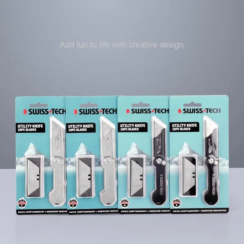 SWISS TECH Mini Folding Knife Stationery Keychain Multitool Pocket Knives EDC Box Cutter Utility Knife with Replaceable Blades - view 6