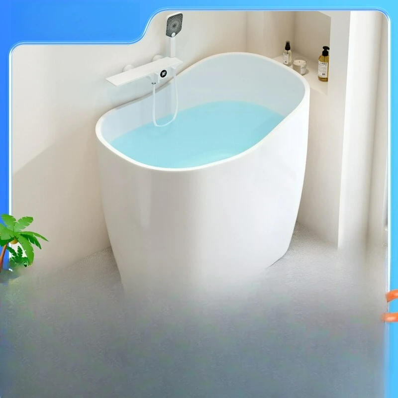 Customizable small apartment bathtub household mini deep bubble small high backrest acrylic bathtub removable independent