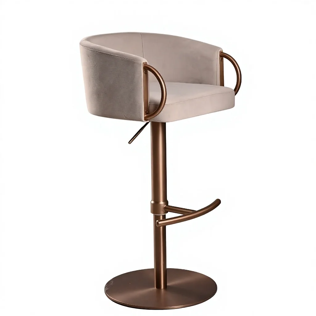 Modern luxury salon stainless steel bar chair lifting and rotating height adjustable environmentally friendly dining chair