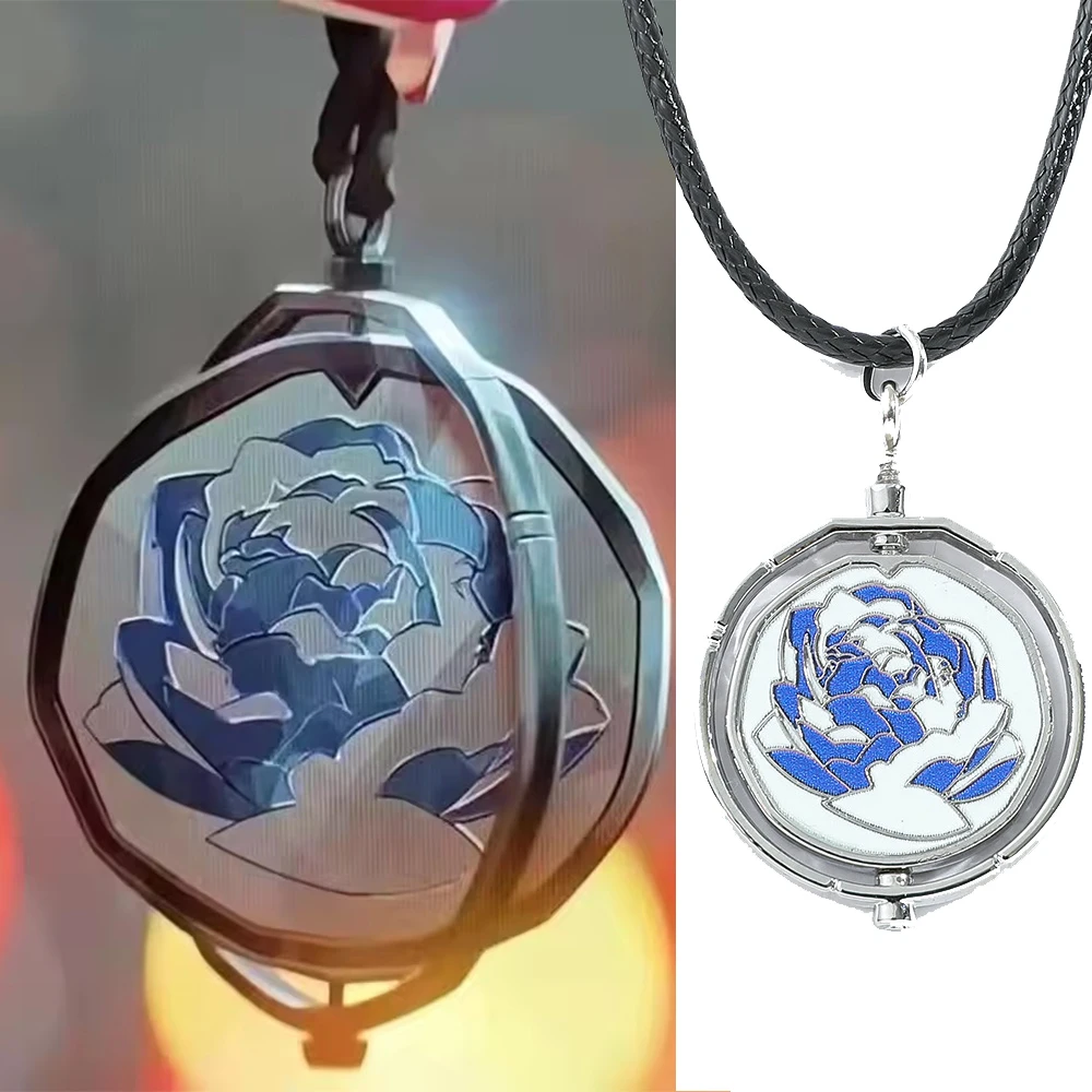 Anime League Of Legends Arcane Jinx Ekko Draaibare Blauwe Roos Hanger Ketting Liefhebbers Vrienden Dragen Ketting Sieraden