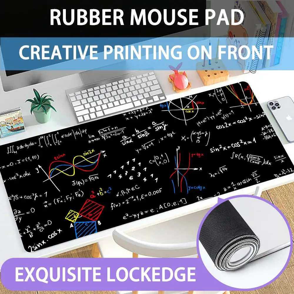 Mysterious mathematics Mouse Pad Large rubber mouse pad with edge-locking computer mouse pad HD printing desk pad and keyboard p