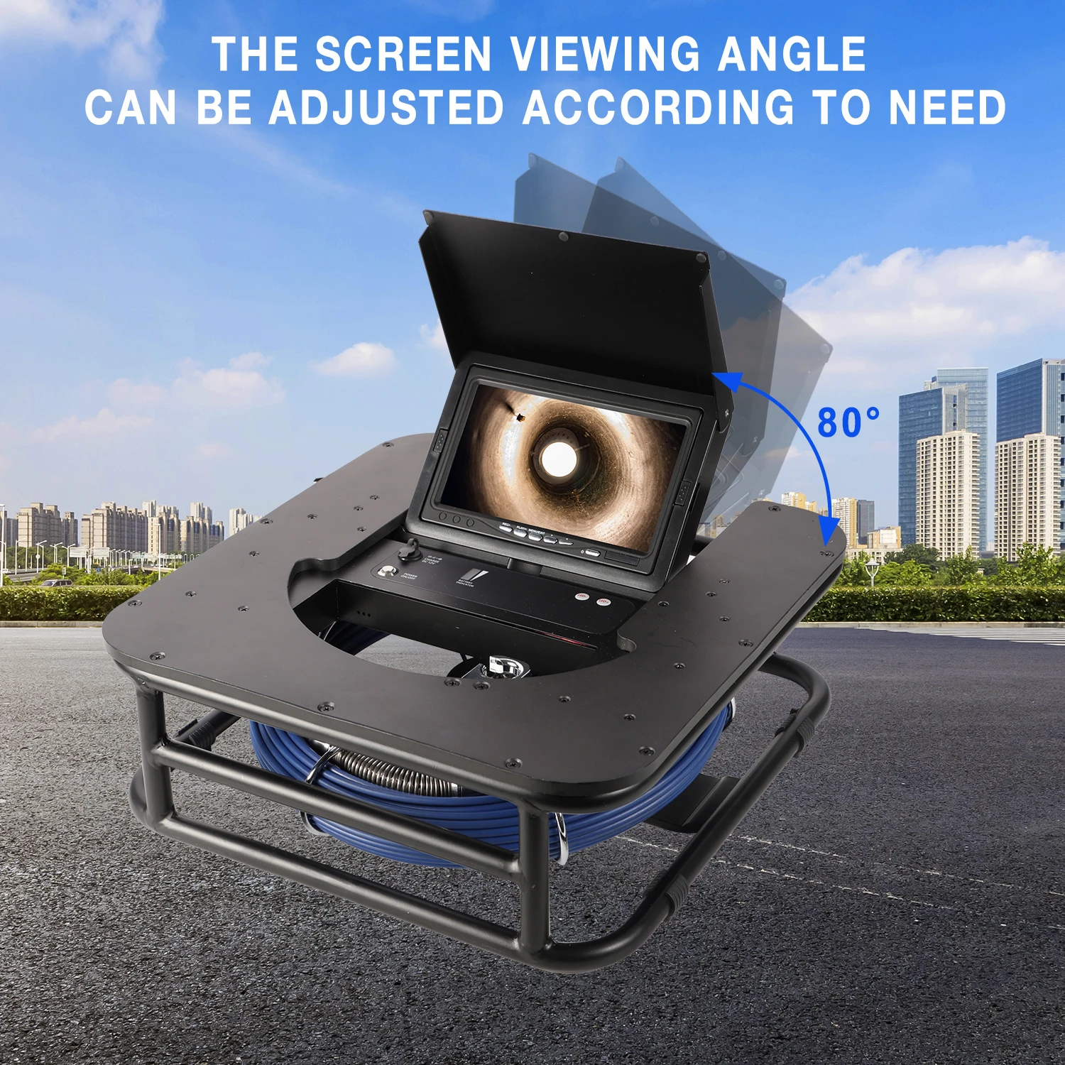 كاميرا فحص أنابيب الصرف الصحي عالية الدقة مقاس 7 بوصات، منظار صناعي لخط أنابيب الصرف الصحي 25 مم مع بطارية 5000 مللي أمبير