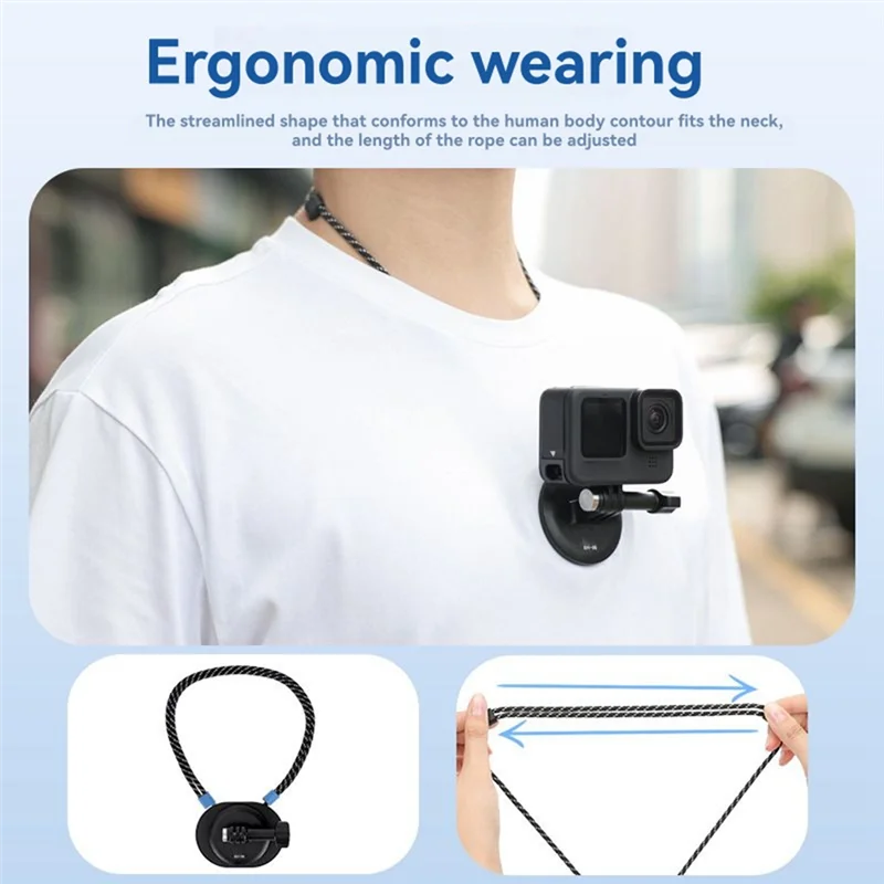 For DJI Action 4/Insta360 Ace Pro 2 Camera Bracket Magnetic Chest Mount+ Neck Strap For POV Selfie Accessories