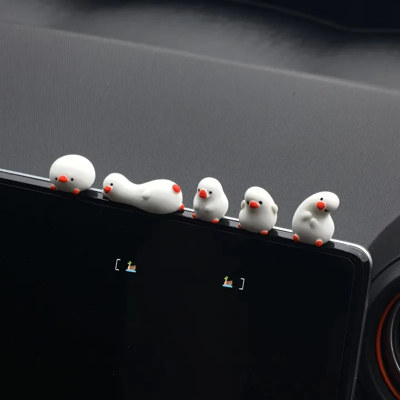 1Set of Flat Duck Car Ornaments Complete Set of Cute Duck Decorations Center Screen Car Interior Decorations