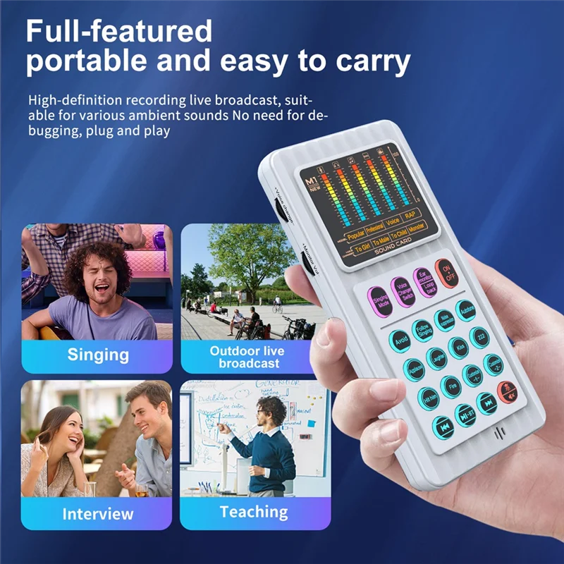 A37T-新しいボイスチェンジャーデバイス 8 サウンドエフェクト照明ミニライブブロードキャストハンドヘルドマイクサウンドエフェクトマシンカラオケ