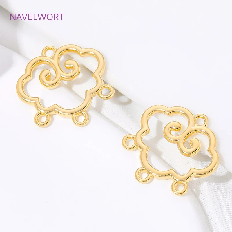 1/2/4Pcs 18K Gold Plated Brass Cloud Shape Connector Charms,Connector For Beads,Connectors For Bracelets Making,Jewelry Findings image 2