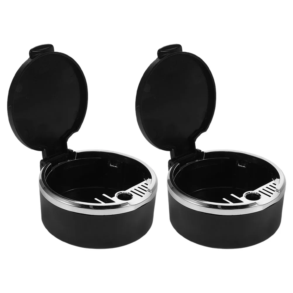 

2pcs Car Ashtray Compact Portable Vehicle Trash Holder Cup Lid Antiash Design Smokeless Mini Ash Tray For Auto Travel Small