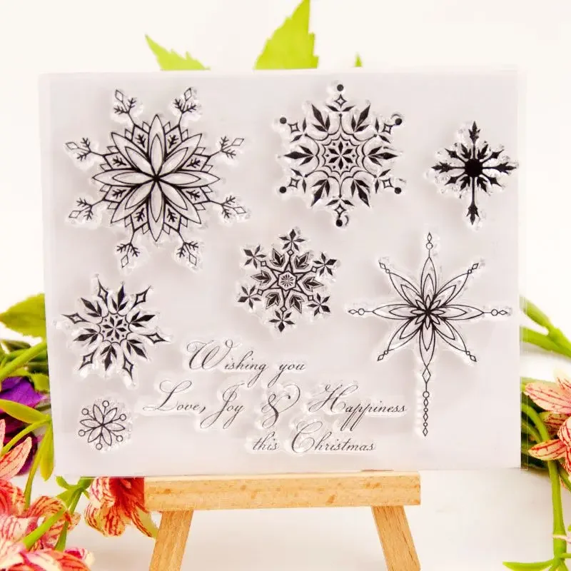 Christmas snow flake Transparent Clear Silicone Stamp/Seal for DIY scrapbooking Making photo album Decorative clear stamp sheets