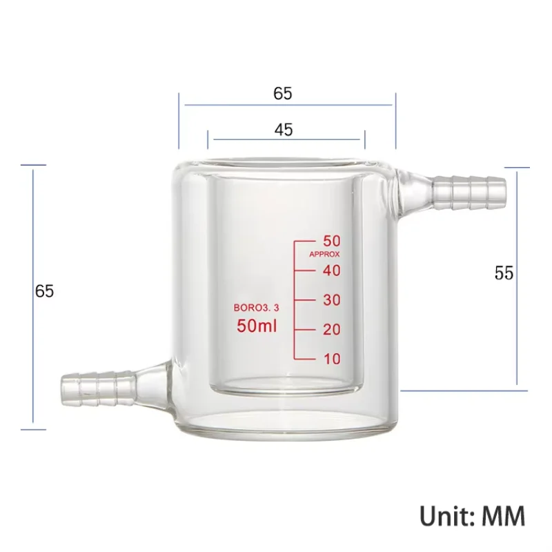 الجودة العالية 50 100 150 200 250 350 500 1000 2000 مللي مادة زجاجية سميكة من البورسليكات طبقة مزدوجة كوب مغلف
