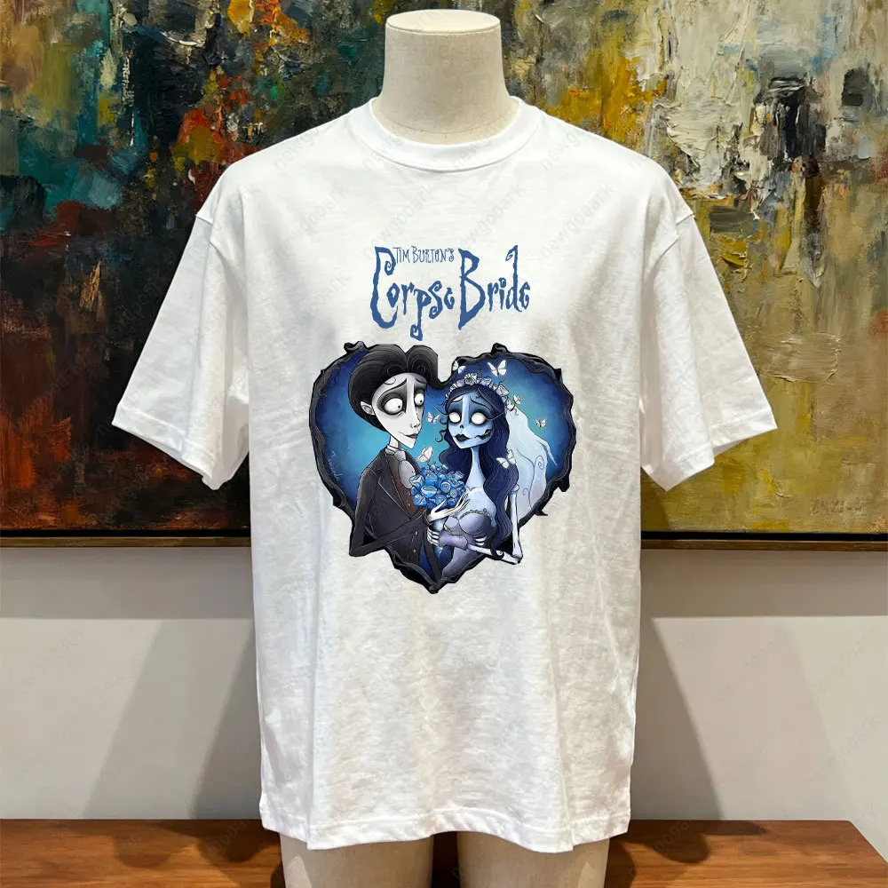 Corpse Bride 웨딩 빈티지 영화 그래픽 티셔츠 여성 남성 고품질 코튼 의류 캐주얼 반소매 O 넥 티셔츠