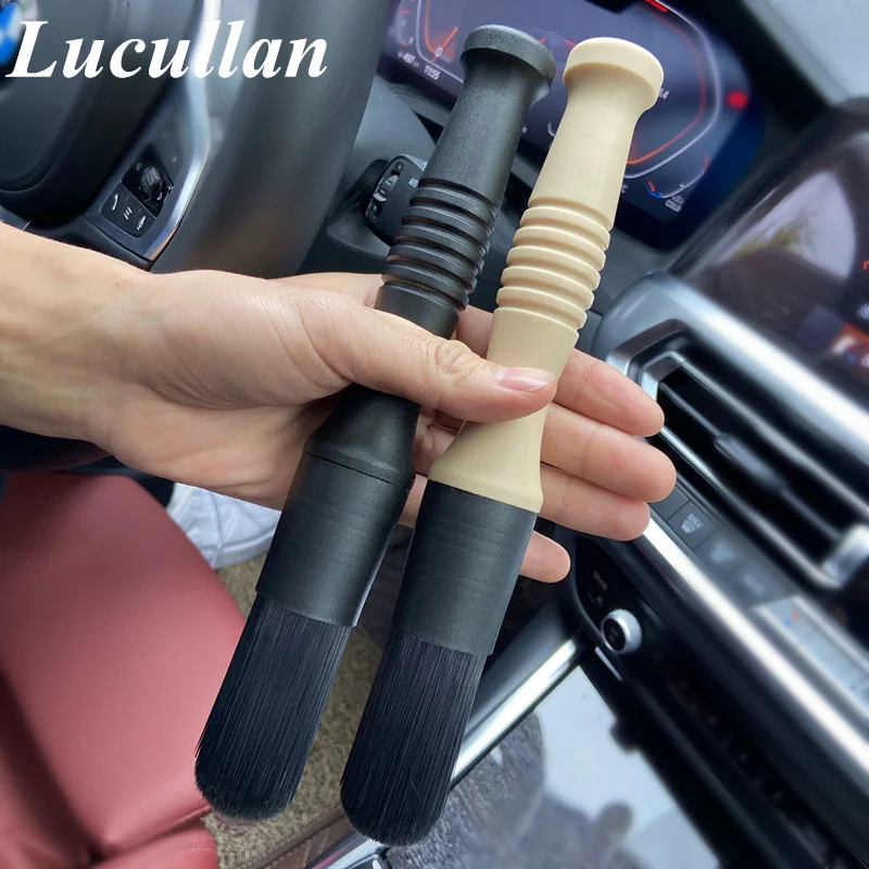 Lucullan 3 Different Bristle Detailing Brush With Firm Grip Large Handle For Car Wheels,Interior,Household Cleaning