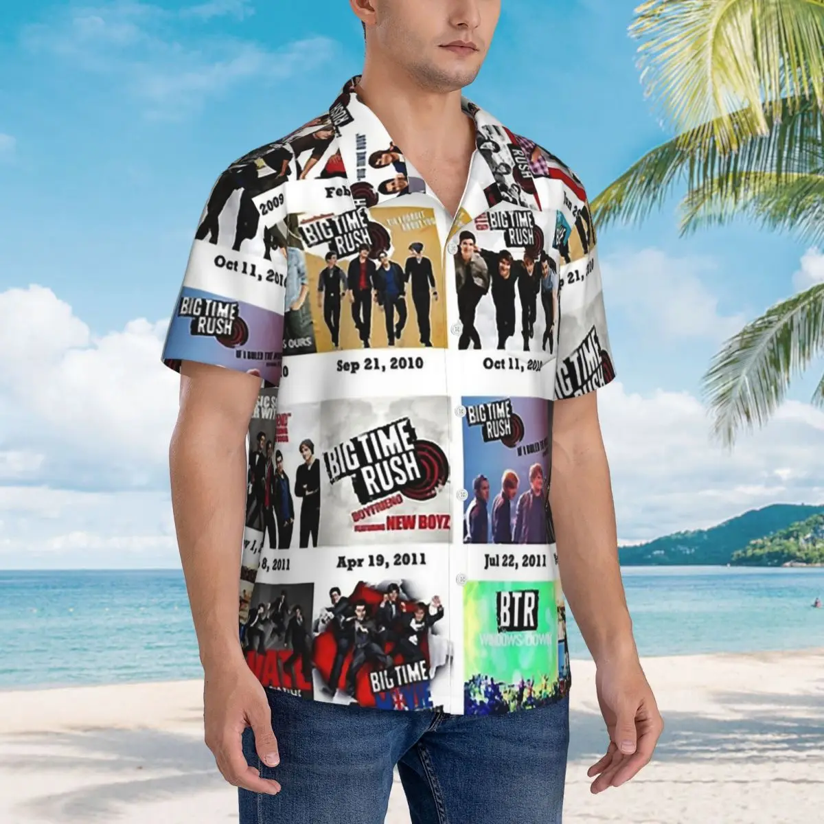 

Big Time Rush Band Famous Pictures Logo Hawaiian Shirts Casual Men Short Sleeve Shirt for Summer Beach Men's Button Tops
