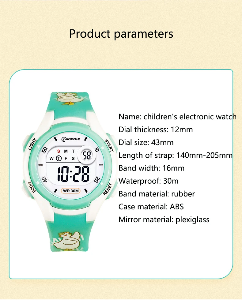 UTHAI Children's Watch Sports Cute Print Card Swimming Waterproof Alarm Clock Boys and Girls Student Kids Electronic Watches