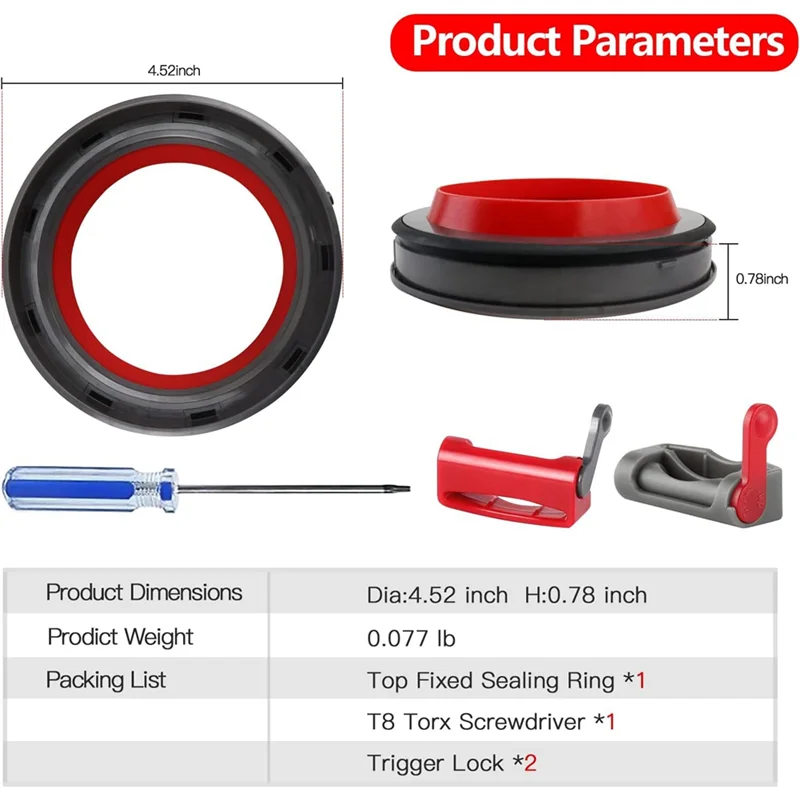 BBNV-Dust Bin Bucket Top Fixed Sealing Ring Replacement For Dyson V11 V15 SV14 SV15 SV22 Dirt Cup Parts Vacuum Cleaner Replaceme