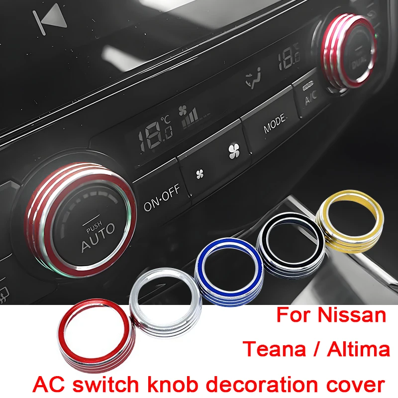 Aluminium Legierung Dashboard A/C Schalter Knopf Dekoration Abdeckung Trim Ring Für Nissan Teana Altima 2013-2018 Innen zubehör Refit
