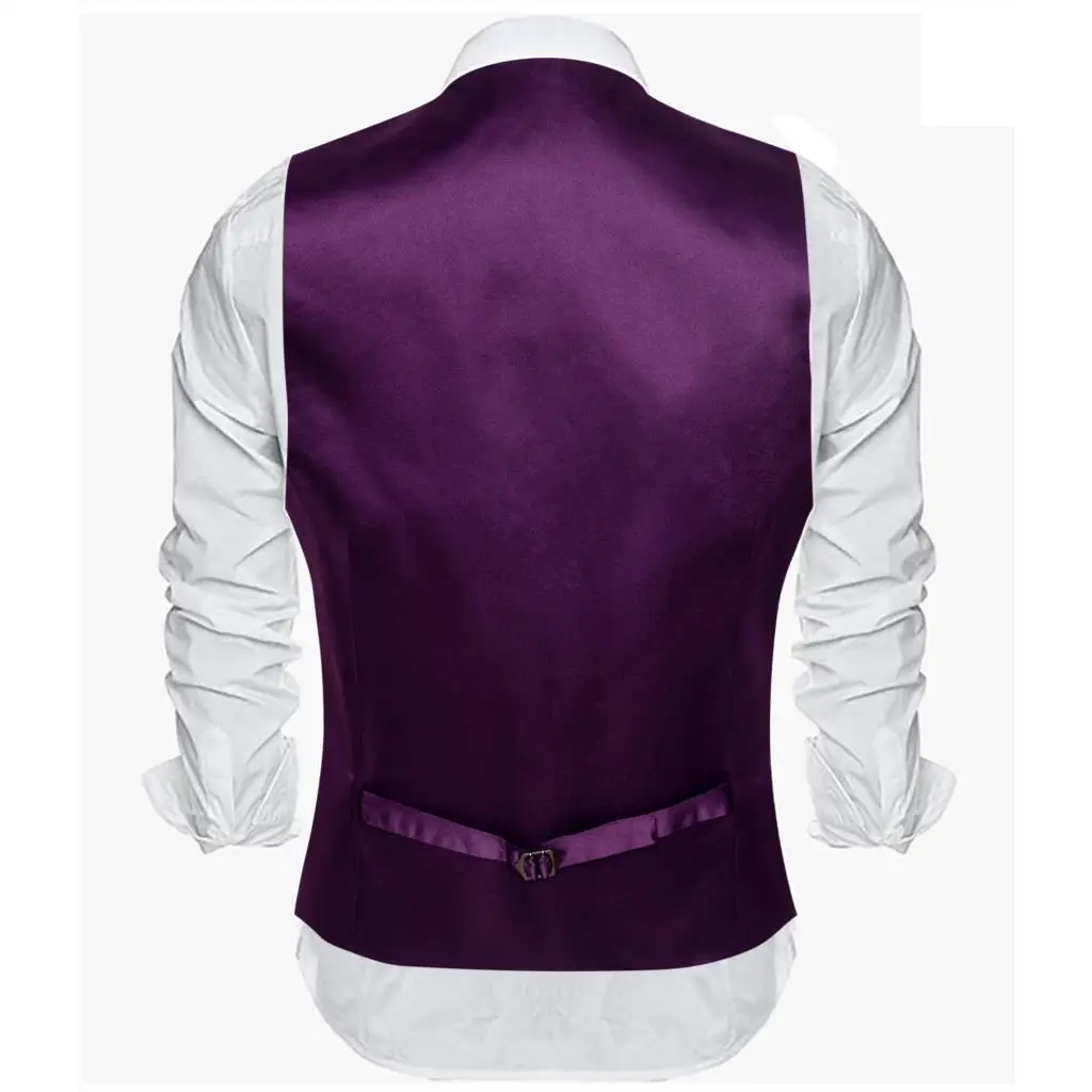 Erra Wang-Gilet en satin solide violet pour homme, ensemble Hanky avec nœud papillon, veste en fibre trempée, mariage formel, luxe glafor