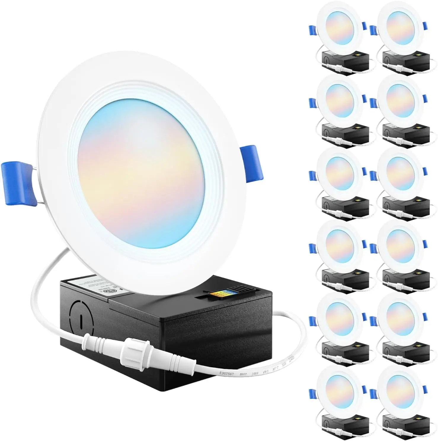 

Комплект из 12 встраиваемых светодиодных фонарей Sunco, 4 фута, CCT с регулируемой яркостью 2700–6000 К, 10 Вт, отделка перегородки, без каналов с распределительной коробкой