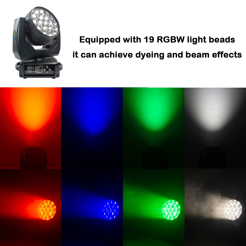 19*15W Beam Wash Zoom Moving Head Light RGBW Stage Light Effect Projector for DJ Disco Party Holiday Bar Club Wedding Birthday