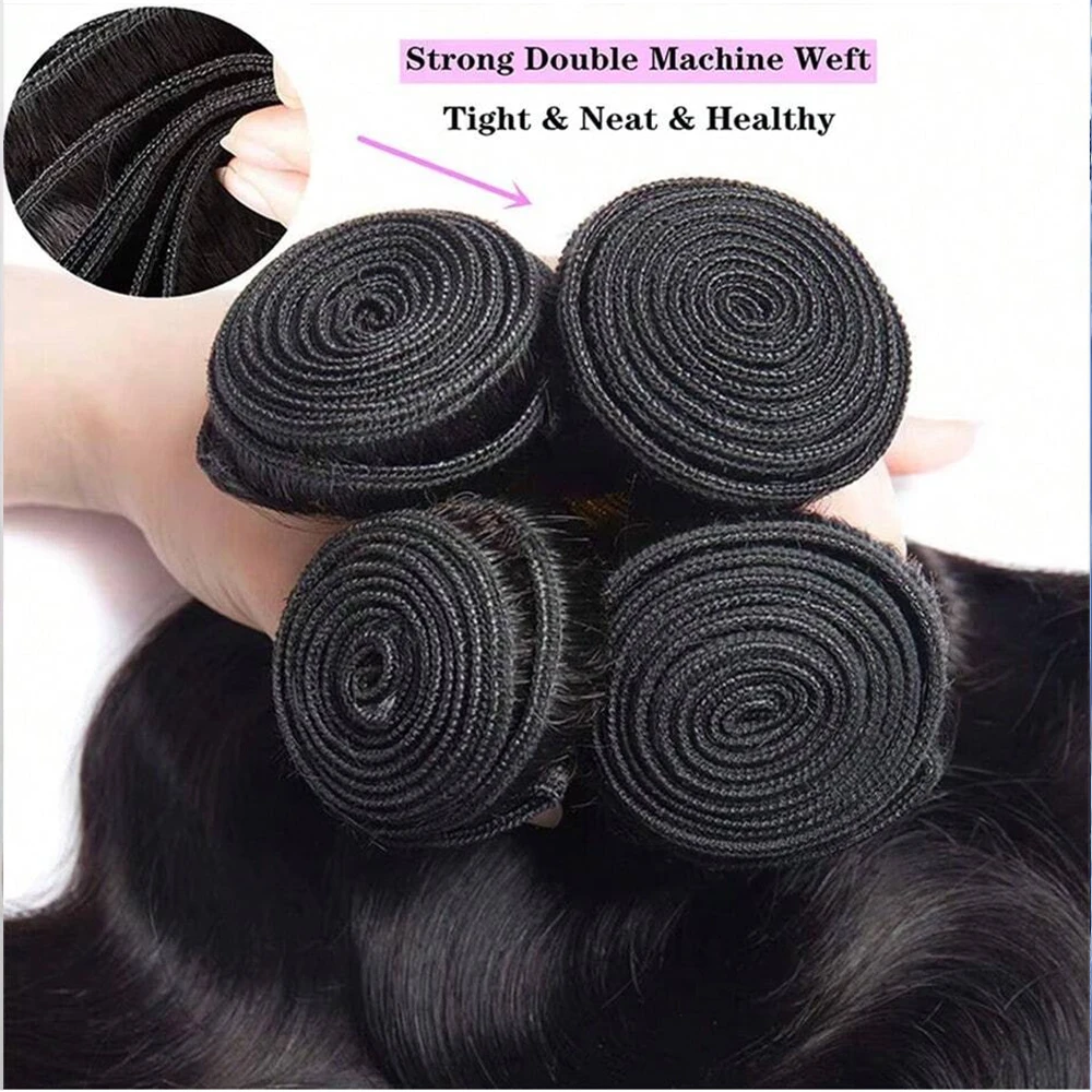 New Styles For Spring And Summer Wedding Festival Wholesale Indian Body Wave Human Hair Bundles With Lace Closure Frontal 20 22 24+18 Inch Real Virgin Remy Hair Weave Natural Color Hair Extensions Cuticle Aligned Remy Hair Weft Weave For Black Women view 5