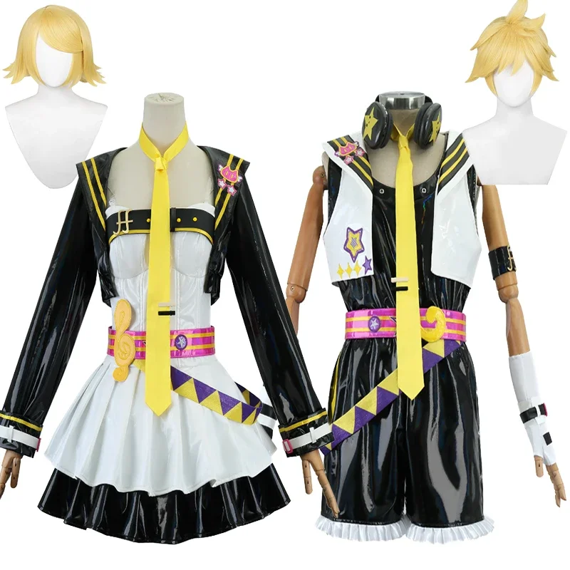 Gioco Muse Dash Cosplay Kagaminee Rin Len Costume Cosplay Giacca Gonna Parrucca Abiti Ragazze Ragazzi Halloween SetY^0!
