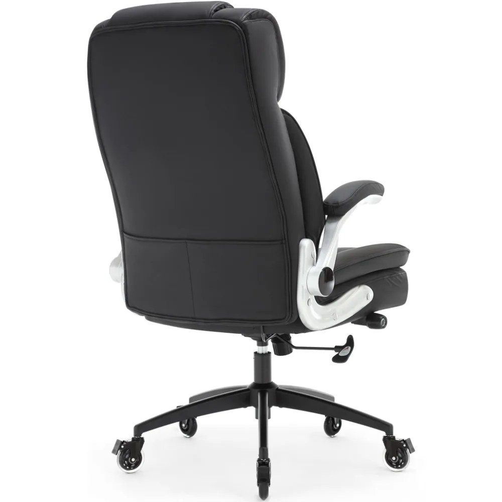 High Back Executive Office Chairs With Flip Arms Adjustable Lumbar Support Chair Computer Chairs Pet Proof Black For Home Office