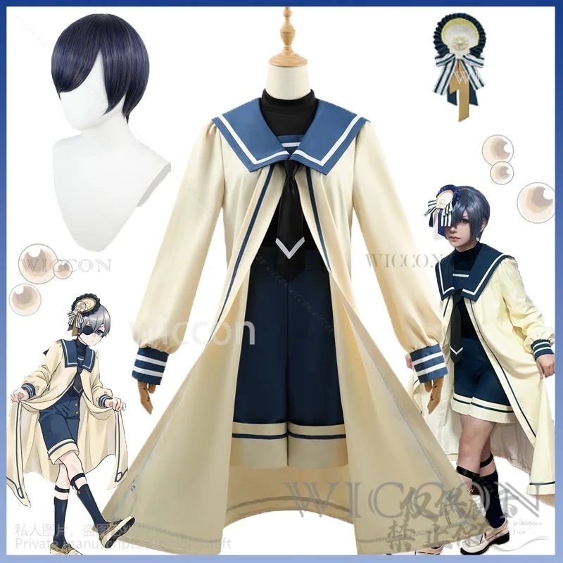 Blackk Butler Cosplay Costume pour homme, Ciel PhantomhiLie, Pétoncle Clothing, Goth Lolita Coat, Short Suits, Halloween Party, Personnalisé, Anime