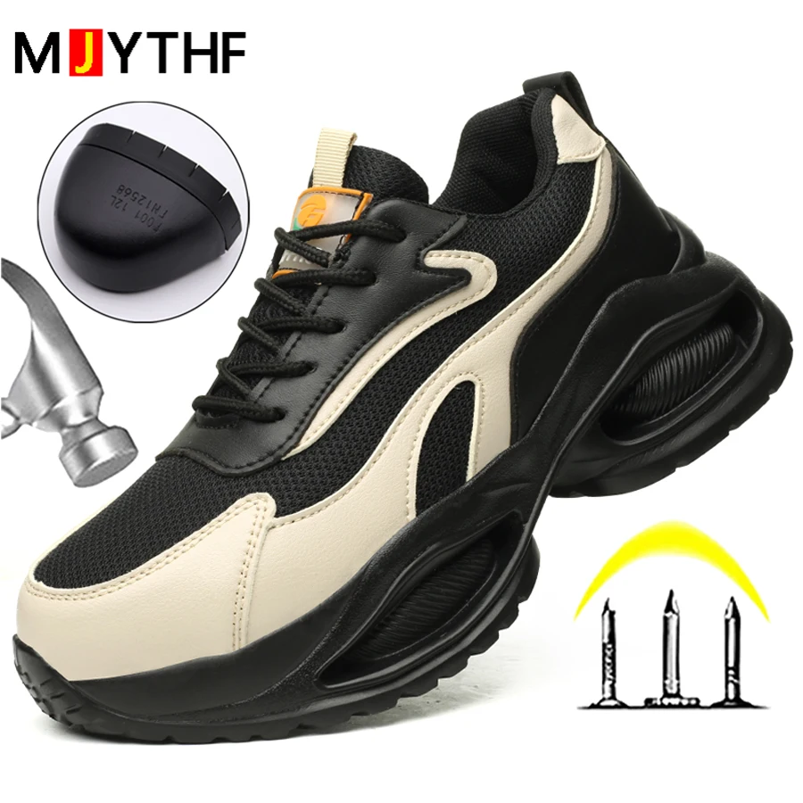 Fashion Women's Safety Shoes Platform Sneakers Anti-smash Anti Puncture Work Shoes Security Protective Steel Toe Shoes Couple