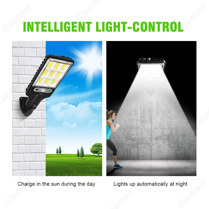New LED Solar Remote Control Wall Light Outdoor Waterproof Human Sensing Home Courtyard Corridor Wall Lighting Fixture