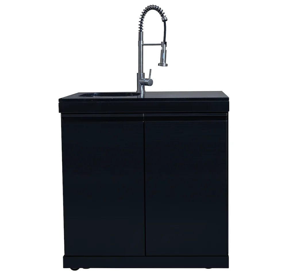 Premium Stainless Steel Black Locker with Outdoor BBQ Faucet Sink