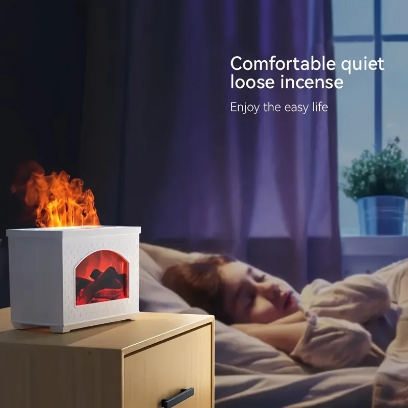 1pc 9.13oz Simulation Fireplace Humidifier Cool Mist USB Flame Air Humidifier Air Fresheners For Car Classroom School Bedroom Of