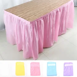 73x420cm Pastel Table Skirt Blue/Pink Rainbow Birthday Party Decor Disposable Table Skirts Cover Christening Baby Shower Wedding