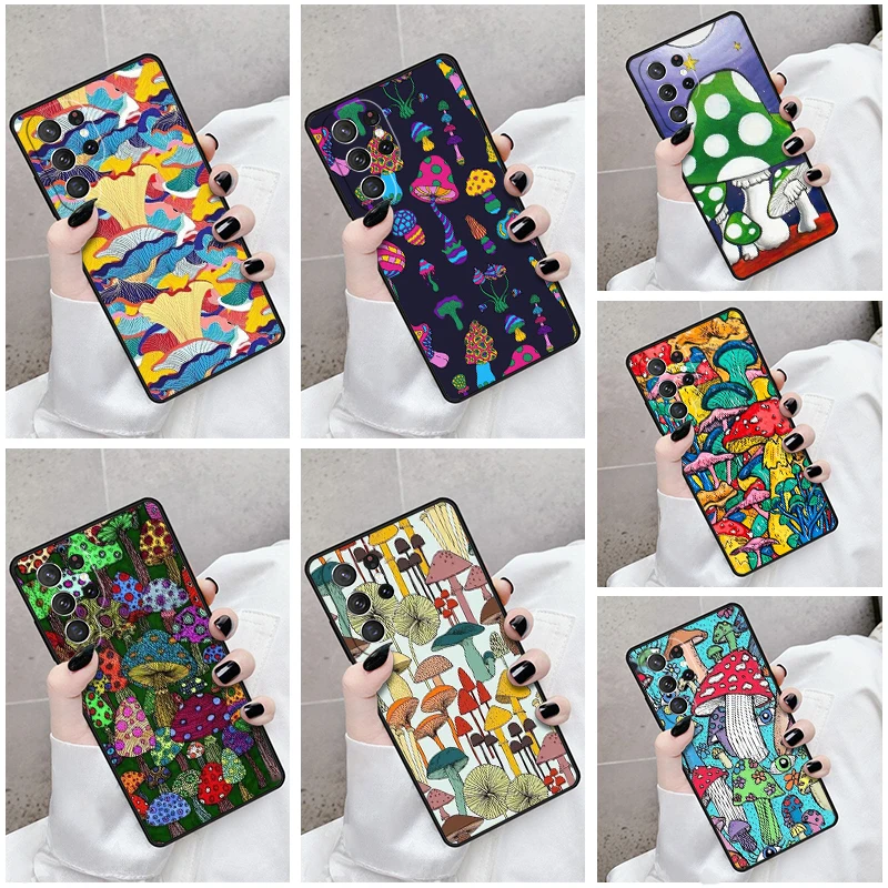 Phone Case For Samsung Galaxy S24 S23 S21fe S22 Ultra Plus Note 10 20 S8 S9 S10 Cover Magic Mushroom Alien Trippy Shrooms