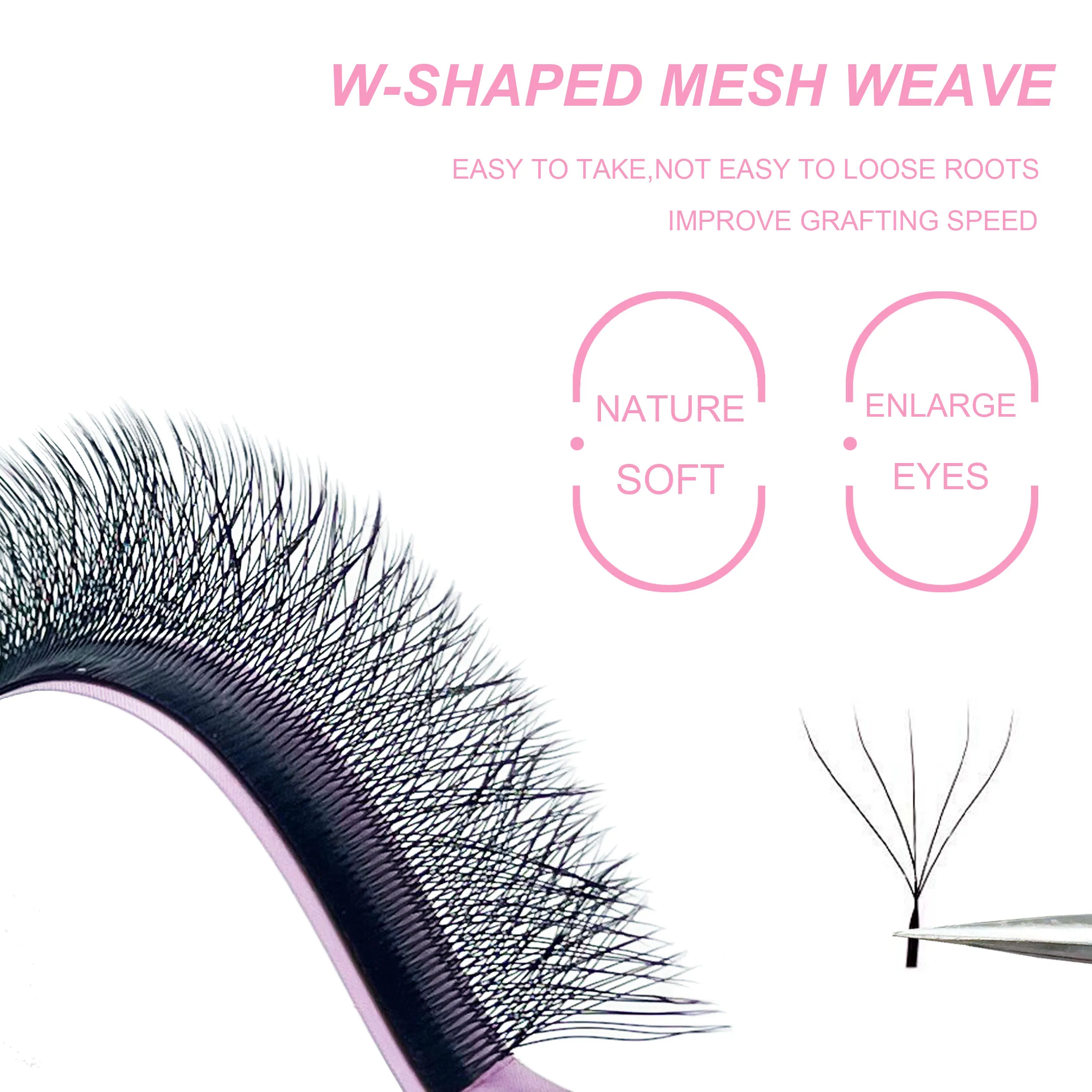 MIOFIA 5D W형 속눈썹 연장 0.07mm 자연스러운 러시안 볼륨 자연스러운 부드러운 프리메이드 팬 속눈썹 연장 미용 메이크업용