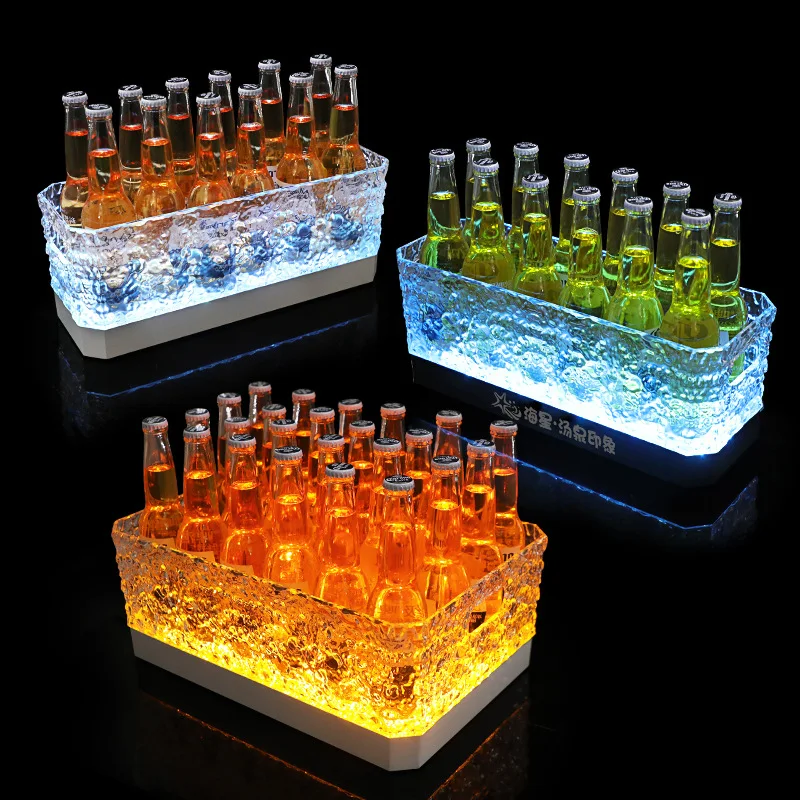 

Bar luminous ice bucket LED square stone pattern ice champagne bucket beer frame ice bucket KTV beer