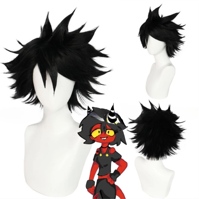 ميلي تأثيري شعر مستعار للنساء ، شعر مستعار أسود ، زي هالوين ، لعب الأدوار في الحزب ، أنيمي ، هيلوفا ، كوس بوس