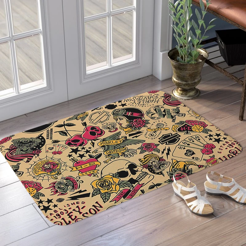 

Bathroom Foot Mat Tattoo Pattern Carpet Entrance of House Kitchen Hallway Bedroom Rug Balcony Custom Doormat Room Floor Carpet