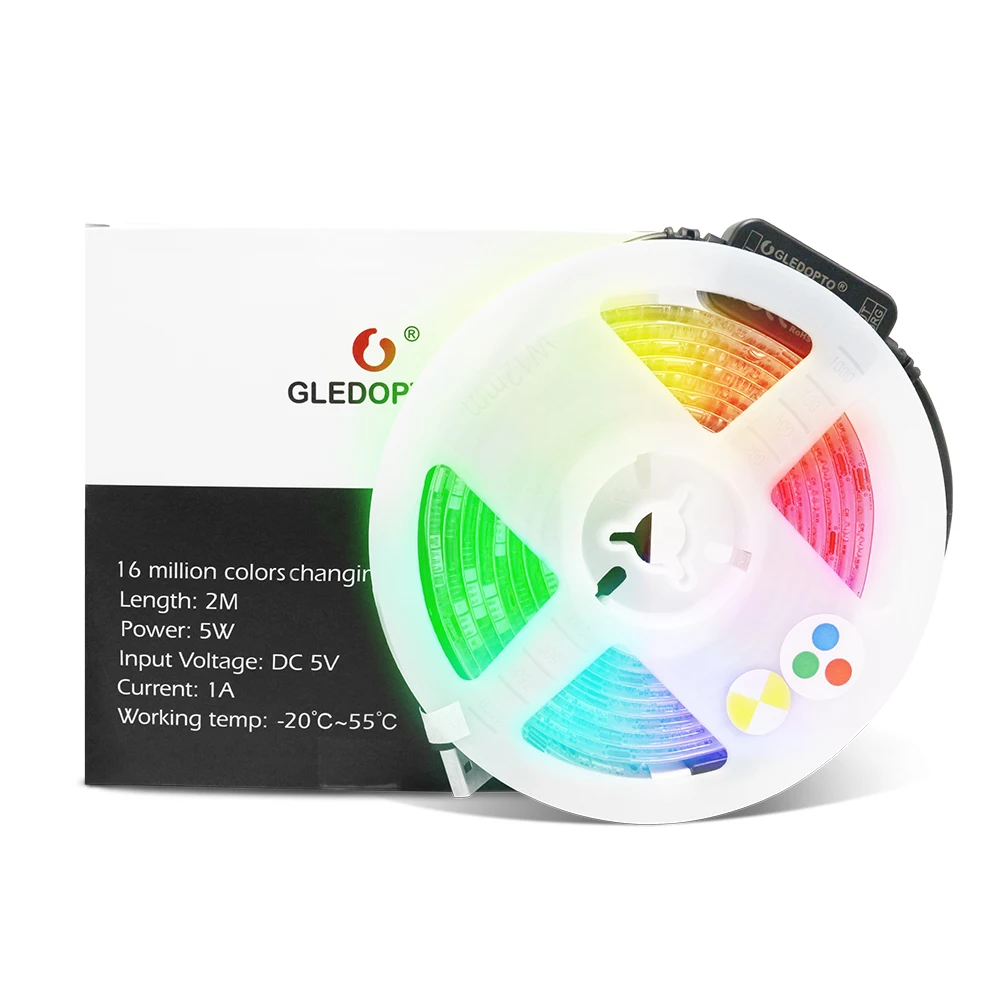 GLEDOPTO PRO 2M RGBCCT Zigbee LED Strip Light TV Backlight Smart Kit 5V USB RGB CCT Stripe Tape Ribbon Work with Hub Alexa Echo