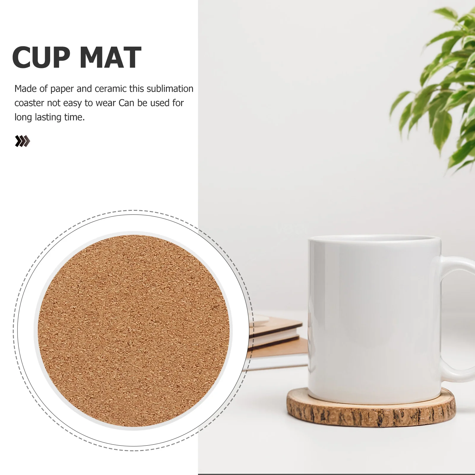 

10 Pack Sublimation Blank Coasters Absorbent Ceramic Cup Mats Thermal Transfer Cork Placemats Heat Resistant Desktop Protectors