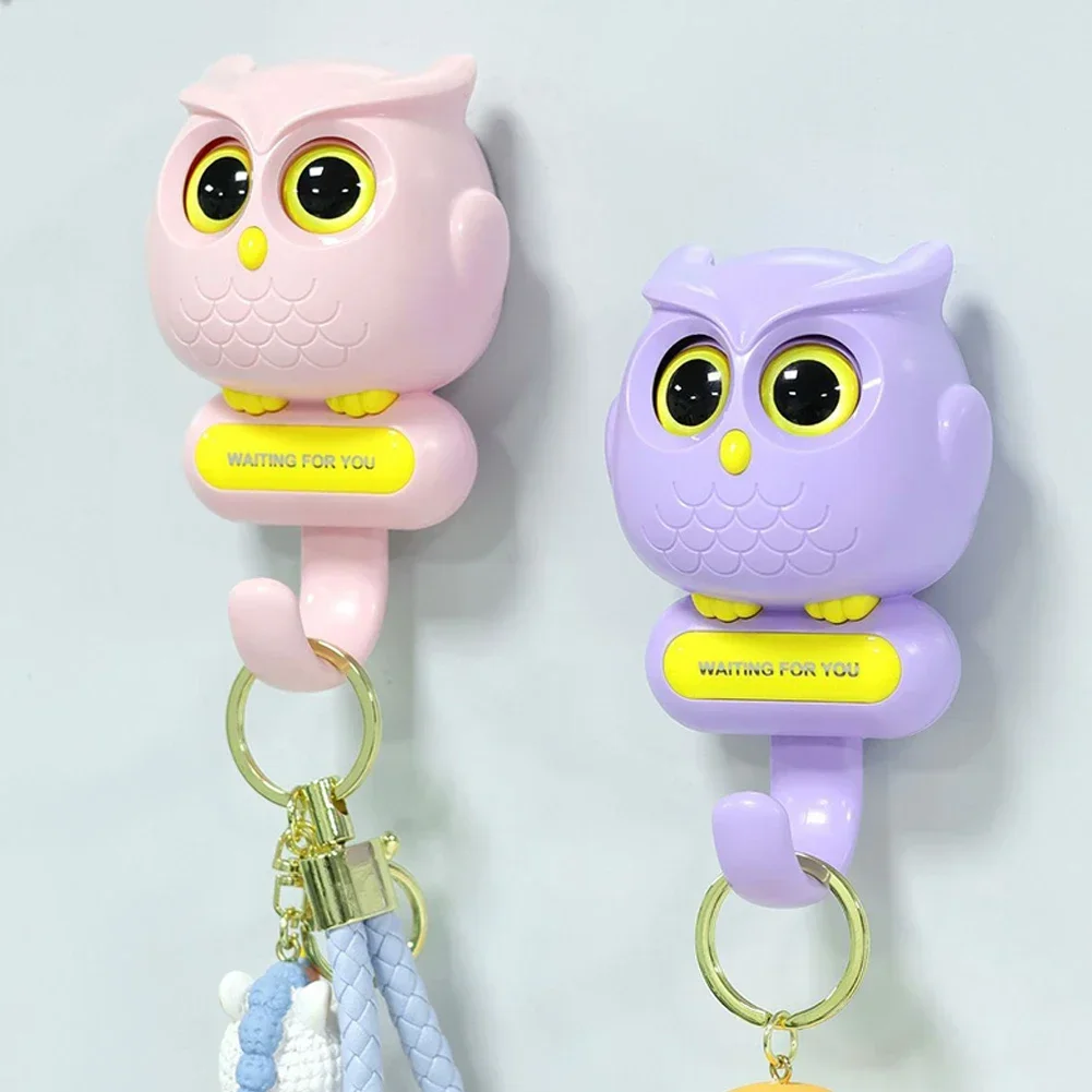 Creative Wall Hanger Automatic Open Close Eyes Owl Key Holder Key Hanger Storage Hook for Hanging Towels Hats Coat Bags Key