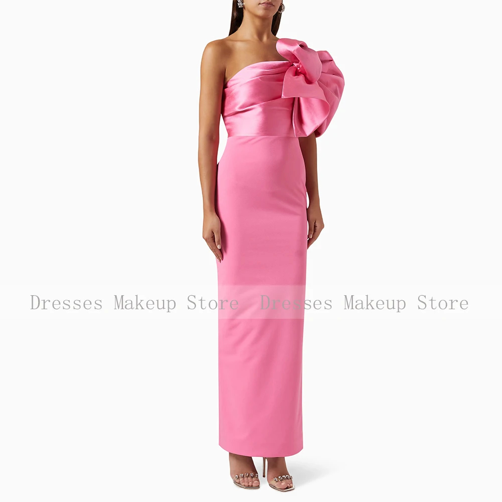 Vestido largo de graduación rosa con hombros descubiertos para mujer, vestidos de fiesta de noche formales elegantes con lazo, 2024